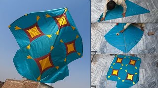 Big kite Making 4 Tawa Gudda Flying at home  DIY Big Kite  GolgappaY Kites [upl. by Egiarc]