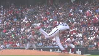 Lucas Giolito Stretch Slow Motion Pitching Mechanics 3rd Base Side View [upl. by Aridatha884]