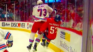 Matt Rempe Hit on Trevor Van Riemsdyk Called for Interference  Rangers vs Capitals  NHL Highlights [upl. by Pauline]