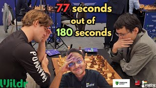 Why did Magnus Carlsen think for 77 seconds in a 3 minute game  Carlsen vs Yu Yangyi [upl. by Alrahs]