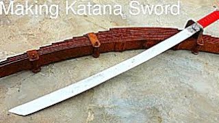 Forging a KATANA out of Rusted Leaf Spring [upl. by Mauceri893]