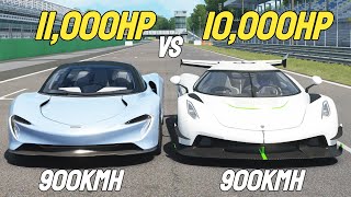 SUB requests 10000HP Koenigsegg Jesko vs 11000HP McLaren Speedtail DRAG RACE [upl. by Anamuj]