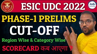 ESIC UDC Prelims Cutoff 2022🔥 Scorecard OUT [upl. by Yssim543]