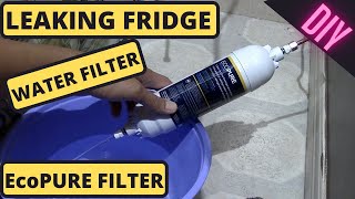 Fridge Water Filter Leaking Water How to Replace with ECO PURE Inline fridge filter [upl. by Lantha7]