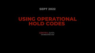 Using Operational Hold Codes in CloudSuite Distribution [upl. by Domph846]