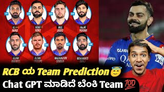 IPL 2025 RCBs playing 11 prediction by chat GPT 🫣IPL 2025 RCB playing 11 predictionCricket update [upl. by Tnias]