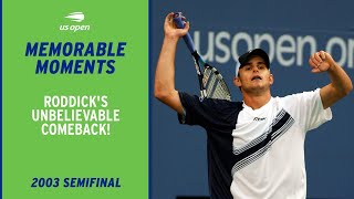 Andy Roddicks HUGE Comeback After Saving Match Point  vs Nalbandian  2003 US Open Semifinal [upl. by Bender575]