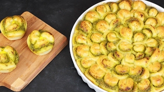 Pesto Blume  Blumen Pogaca  Zupfbrot  Blumen Börek [upl. by Eimak]