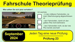 🚘 Führerschein Theorieprüfung Klasse B 🚗 September 2024  Prüfung 23🎓📚 [upl. by Ellegna]