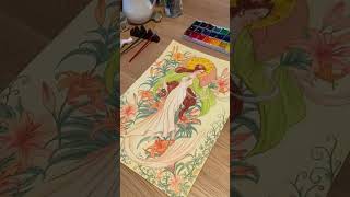 A Tribute to Alfons Mucha Celebrating Resilience amp Hope art artist watercolor paintingprocess [upl. by Mongeau]