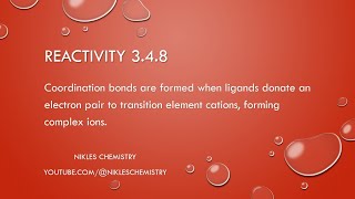 IB Chemistry HL Only  Reactivity 348  Complex Ions and Coordinate Bonds [upl. by Charleton954]