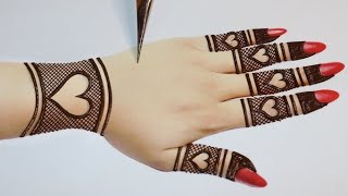 Simple heart shape mehndi design back handHeart shape mehndi designPR mehandi design123 [upl. by Manya]