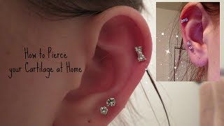 How I Pierced my Cartilage at Home Safely  Alyssa Nicole [upl. by Olnek458]