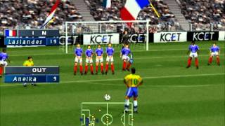 ISS Pro Evolution PS1 Gameplay  France vs Brazil [upl. by O'Shee]