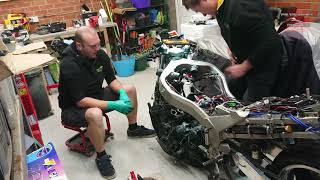 ZZR1100 ZX11 drag bike  engine removal [upl. by Ajidahk413]