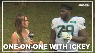 Ickey Ekwonu oneonone at Panthers training camp [upl. by Inattyrb]