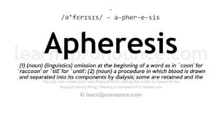 Pronunciation of Apheresis  Definition of Apheresis [upl. by Direj452]