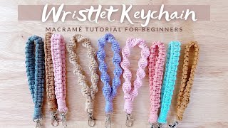 Macrame Wristlet Keychain  Easy Pattern Tutorial  Simple Gift Ideas [upl. by Cthrine]