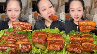 ASMR SOSLU ÇİN YEMEKLERİ SPICY CHINESE FOOD 吃辛辣的中国菜 Pork Belly 🍖MUKBANG 먹방 🌶 [upl. by Junette502]