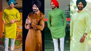 Kurta Pajama with stylish turban colour kurtapajama turban punjabimunda kaurtrends 2022 [upl. by Ynogoham]