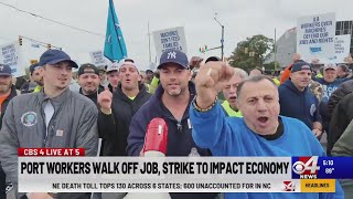 Port dock workers walk off job strike to impact economy [upl. by Russian515]