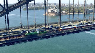 REAL TIME 3801 Crosses the Sydney Harbour Bridge [upl. by Enylorac324]