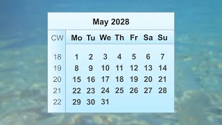 May 2028 Calendar [upl. by Lydon]