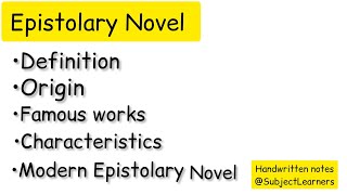 The Epistolary Novel meaning definition characteristics famous works  SubjectLearners [upl. by Yelrah]