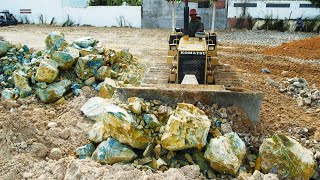 EP15Amazing Komatsu D31P Bulldozer Force Moving Massive Stones In Mud For Make Strong Foundation [upl. by Jansson]