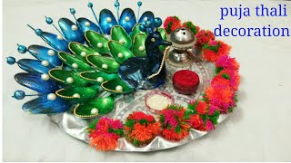 Puja thali Decoration for Navratri Diwali or festivals [upl. by Lilla752]