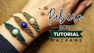 🔮 Pulsera de Macrame FÁCIL con PIEDRA NATURAL 40  DIY Easy Macrame Bracelet with Stone Tutorial [upl. by Rezal]