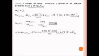 Calculo de Número de Moles Moleculas y Atomos [upl. by Carlock]