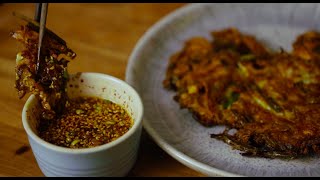 SIMPLY KOREAN How to make the crispiest ever Kimchi pancake KIMCHI JEON 김치전 [upl. by Lehcyar72]