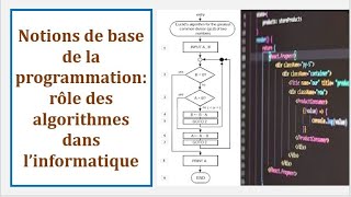 Notions de la programmation  rôle des algorithmes dans l’informatique Logigramme ou pseudocode [upl. by Arbuckle226]