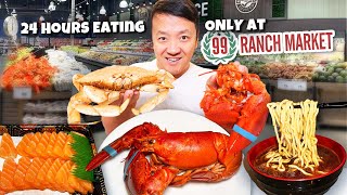 9am FRESH Lobster amp Crab Breakfast 24 Hours Eating ONLY at 99 Ranch Chinese Market [upl. by Atinomar]