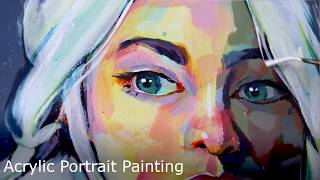 COLORFUL Acrylic Portrait Painting   Timelapse [upl. by Kluge226]