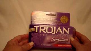 Trojan Her Pleasure Sensations Spermicidal Condoms  Inside the Box [upl. by Portingale]