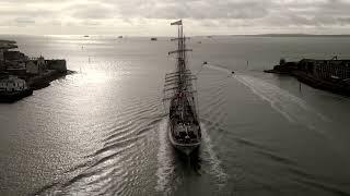 HMONS Statsraad Lehmkuhl leaving Portsmouth [upl. by Elsilrac]