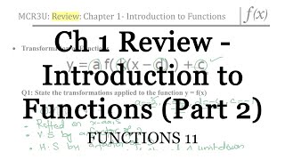 Chapter 1 Review  Introduction to Functions Part 2 [upl. by Monte743]