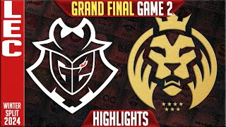 G2 vs MDK Highlights Game 2  GRAND FINAL LEC Winter 2024 Playoffs  G2 Esports vs Mad Lions KOI G2 [upl. by Oam]