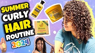 Curly Hair Routines  Garnier Banana Hair Mask Review  My Wash N’ Go Routine 2024 [upl. by Rehpretsirhc553]