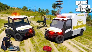 GTA 5 Firefighter Mod Cayo Perico All Terrain Rescue Ambulance Responding Car Crash Off Of A Cliff [upl. by Diva]