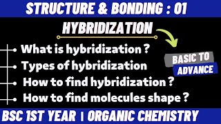 Hybridization and its types  Structure and bonding  Bsc 1st year chemistry  by Chemboost [upl. by Nosreh]