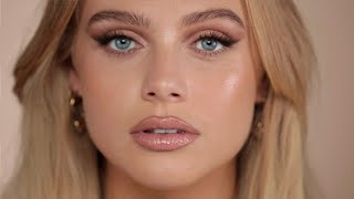 Soft glam makeup on blue eyes amp blonde hair  ALI ANDREEA [upl. by Ativahs817]