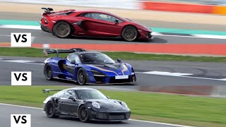 McLaren Senna vs New Lamborghini Aventador SVJ vs Porsche GT2 RS [upl. by Boulanger]