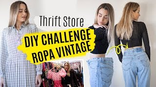 DIY CHALLENGE  Transformando ropa vintage  de segunda mano [upl. by Lucias]