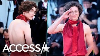 Timothée Chalamet Rocks Daring Backless Look At Venice Film Festival [upl. by Arammahs]