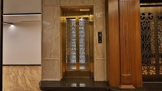 Golden Glass Door  Automatic Elevator  Golden Designer Cabinet  Installed mercerelevator [upl. by Homovec]