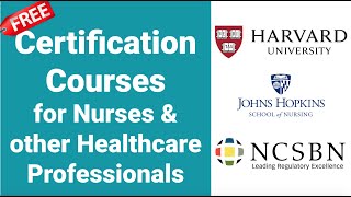 FREE Certification Courses for NURSES amp other Healthcare Professionals Part 1  Nurse Resumé [upl. by Nolyaj]