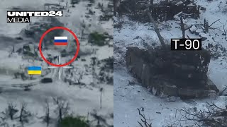 US Bradley IFV Destroy Russian T90M tank The Most Intense Tank Battle in Avdiivka warinukraine [upl. by Greenlee997]